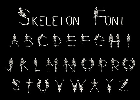 Dancing skeletons font, set of letters.のイラスト素材
