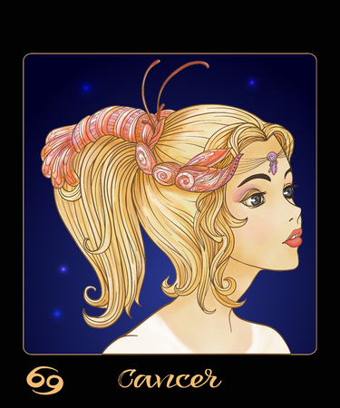 Cancer. A young beautiful girl In the form of one of the signs .のイラスト素材