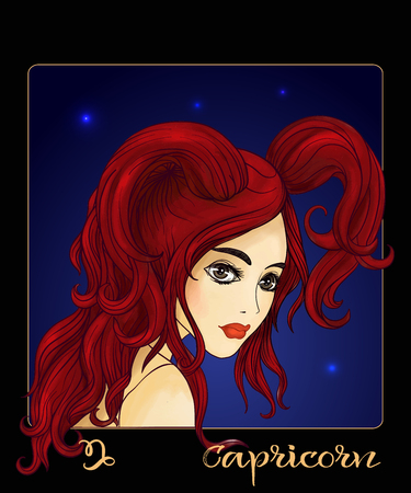 Capricornus. A young beautiful girl.のイラスト素材