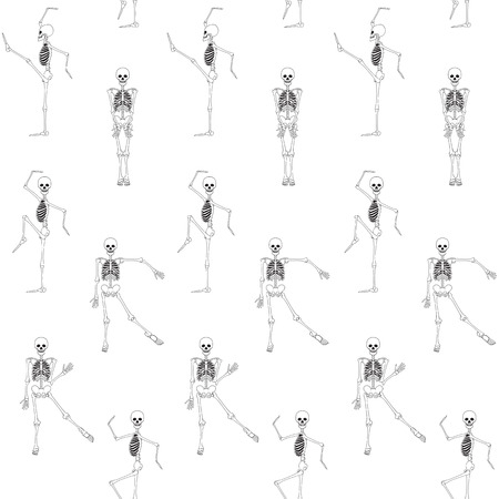 Seamless pattern, background with dancing skeletons.のイラスト素材