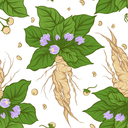Seamless pattern and background with mandragora. Stock vector ilのイラスト素材