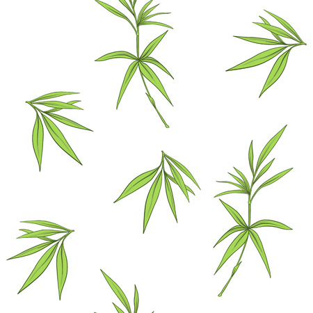 Seamless pattern with bamboo leaves and branches in Japanese styのイラスト素材