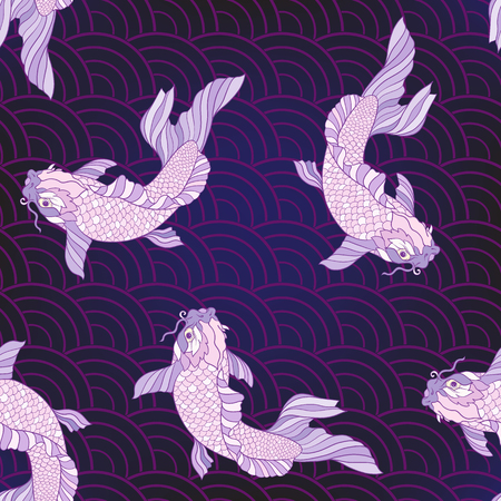 Purple carps pattern.のイラスト素材