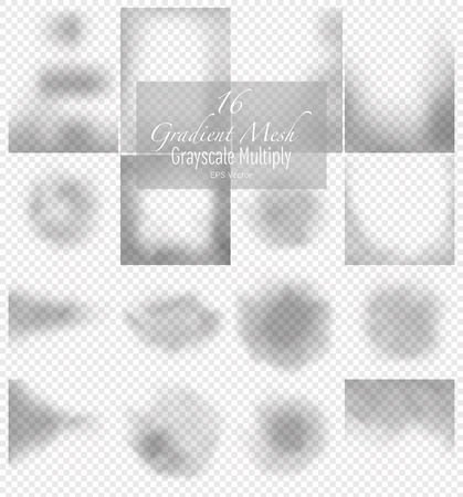 16 abstract grey multyply smooth blurred gradient mesh vector backgrounds for design. Vector illustration.のイラスト素材
