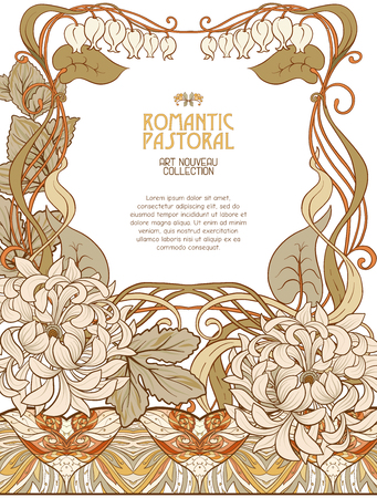 Decorative flowers in art nouveau style.のイラスト素材