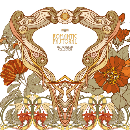 Decorative flowers in art nouveau style.のイラスト素材