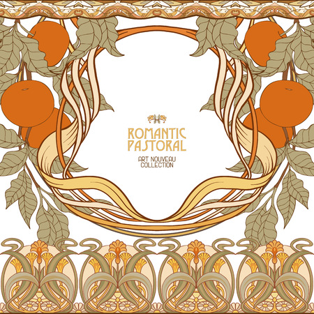 Decorative flowers in art nouveau style.のイラスト素材