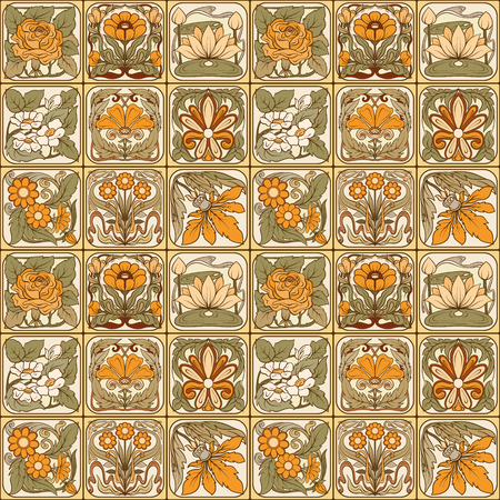 Seamless pattern, background with decorative elements in the styのイラスト素材
