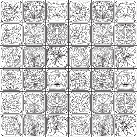 Seamless pattern, background with decorative elements in the styのイラスト素材