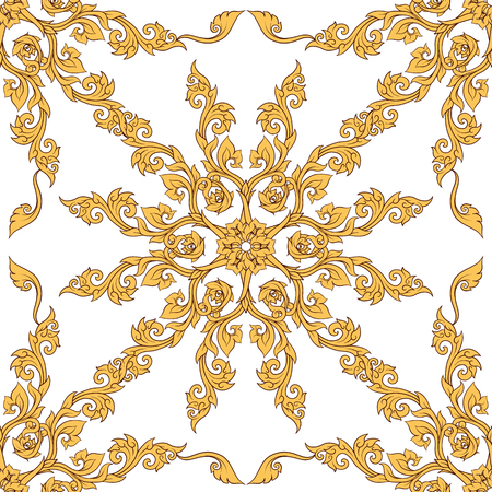 Seamless pattern, background of decorative elements of traditional Thai ornament. Stock vector illustration.のイラスト素材