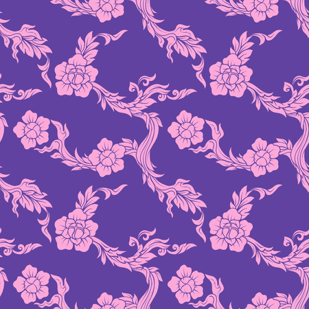 Seamless pattern, background of decorative elements of traditional Thai ornament. Stock vector illustration.のイラスト素材