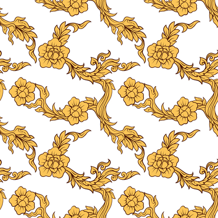 Seamless pattern, background of decorative elements of traditional Thai ornament. Stock vector illustration.のイラスト素材