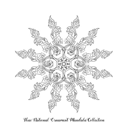 Outline mandala of traditional Thai ornament. Stock illustrationのイラスト素材