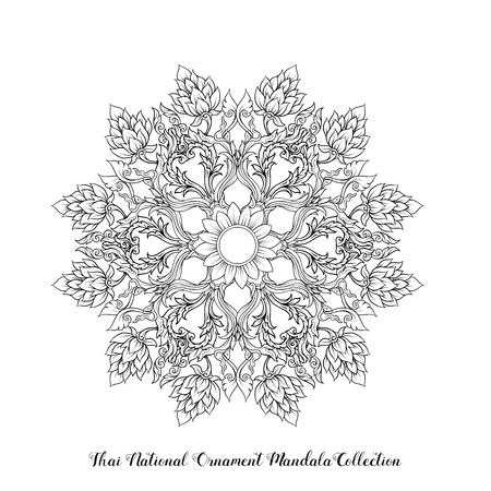 Outline mandala of traditional Thai ornament. Stock illustrationのイラスト素材