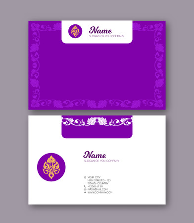 A template for the two sides of the  business card, decorated wiのイラスト素材