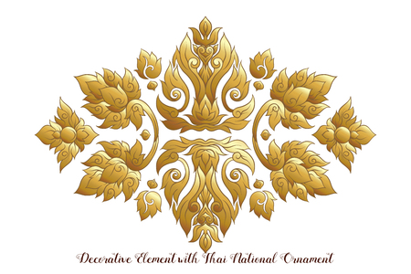 Set of gold elements of traditional Thai ornament.のイラスト素材