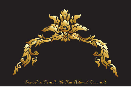 Set of gold elements of traditional Thai ornament.のイラスト素材
