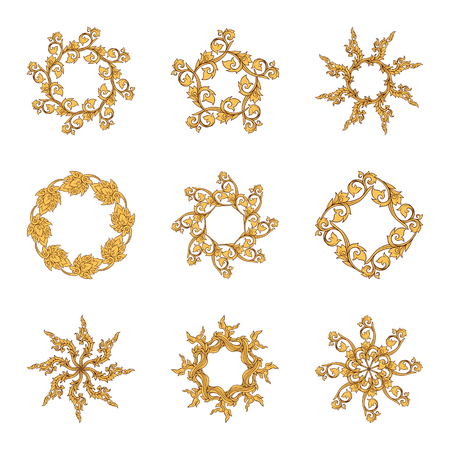 A set of elements of traditional Thai ornament.のイラスト素材