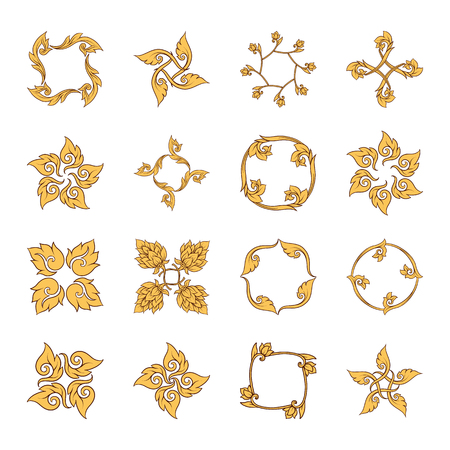 A set of elements of traditional Thai ornament.のイラスト素材
