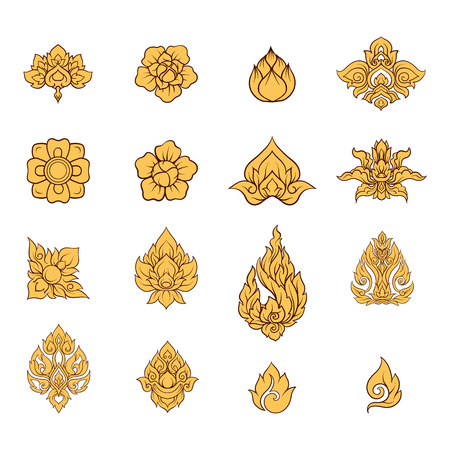 A set of elements of traditional Thai ornament.のイラスト素材