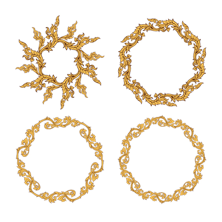 A set of elements of traditional Thai ornament.のイラスト素材