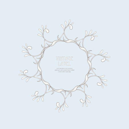 Frame, border in art nouveau style Isolated on white background.. Label for products or cosmetics. Vintage, old, retro style. Stock vector illustration.のイラスト素材