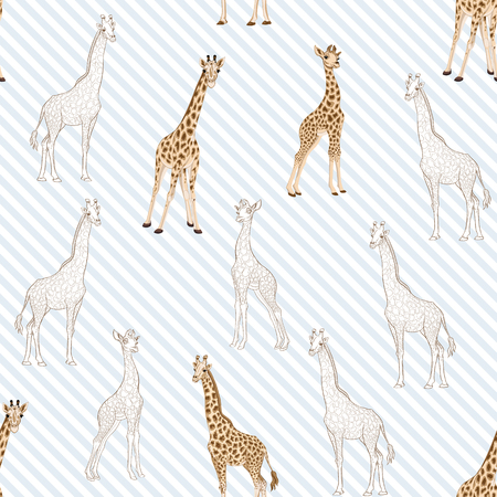 Seamless pattern with giraffe.  Vector illustration.のイラスト素材