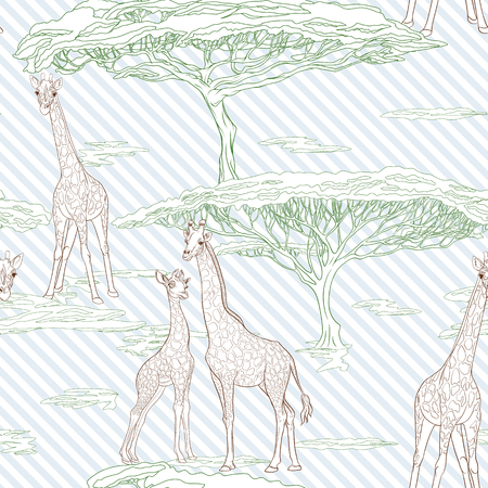 Seamless pattern with giraffe.  Vector illustration.の写真素材