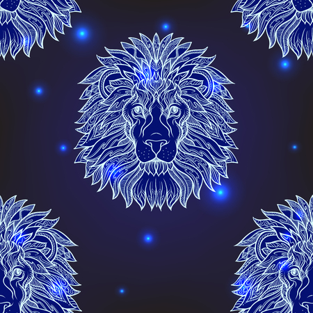 Seamless pattern, background with ethnic patterned ornate  animalのイラスト素材