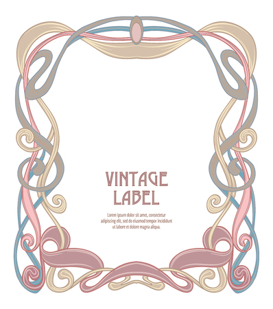Label for products or cosmetics in art nouveau style, vintage, old, retro style.のイラスト素材