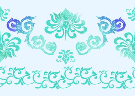 Traditional Chinese seamless pattern, ornament. Colored vector illustration. .のイラスト素材