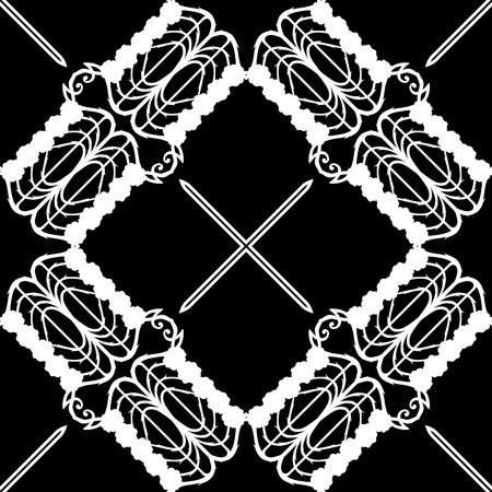 Decorative motif frames, borders. Seamless pattern, background. Vector illustration. Black and white...