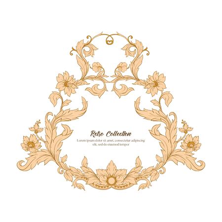 Border, frame label In baroque, rococo, victorian renaissance style. Trendy floral vintage pattern. Vector illustrationのイラスト素材