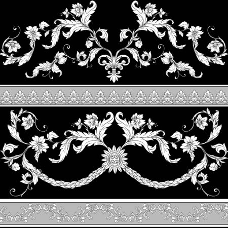 Seamless pattern, background In baroque, rococo, victorian, renaissance style. Trendy floral vintage pattern. Colored vector illustrationのイラスト素材
