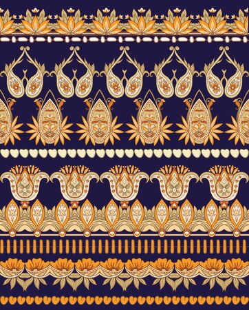 Seamless pattern, background with traditional paisley. Floral vector illustration in damask style. Colored vector illustration..のイラスト素材