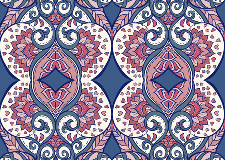 Seamless pattern, background with traditional paisley. Floral vector illustration in damask style....