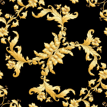 Seamless pattern in baroque, rococo, victorian, renaissance style. Trendy floral vintage pattern. Vector illustration.のイラスト素材