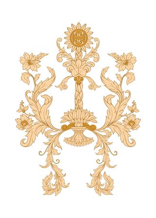 Elements In baroque, rococo, victorian, renaissance style. Trendy floral vintage pattern. Vector illustration.のイラスト素材