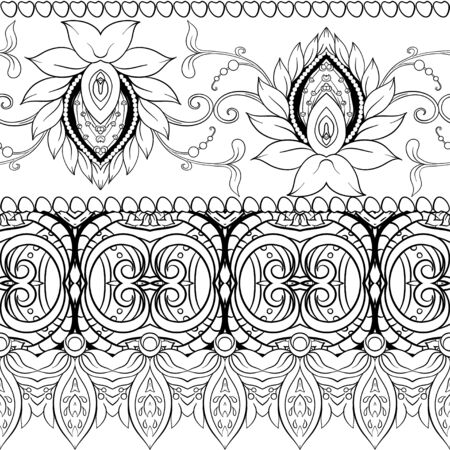 Seamless pattern, background with traditional paisley. Floral vector illustration in damask style. Outline design vector illustration...のイラスト素材