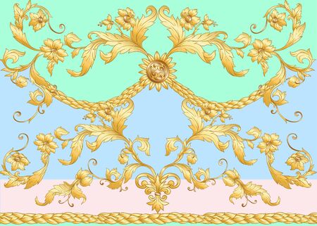 Seamless pattern in baroque, rococo, victorian, renaissance style. Trendy floral vintage pattern. Vector illustration.のイラスト素材