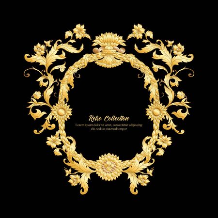 Elements In baroque, rococo victorian, renaissance style. Trendy floral vintage pattern. Vector illustrationのイラスト素材