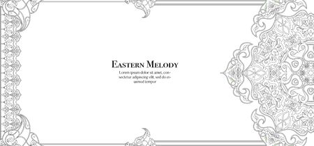 Eastern ethnic motif, traditional muslim ornament. Template for wedding invitation, greeting card, banner, gift voucher, label.のイラスト素材