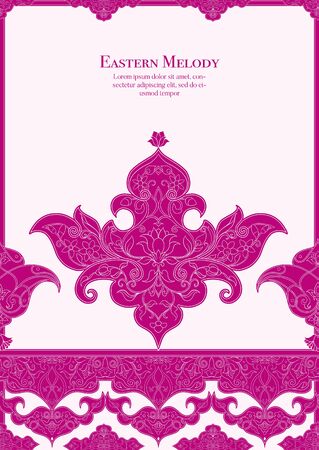 Eastern ethnic motif, traditional muslim ornament. Template for wedding invitation, greeting card, banner, gift voucher, label. Vector illustrationのイラスト素材