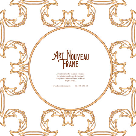 Label, decorative frame, border. Tamplate good for product label with place for text. Colored vector illustration in art nouveau style, vintage, old, retro style in natural wood colors.のイラスト素材