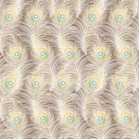 Peacock feathers Seamless pattern, background. Colored vector illustrationのイラスト素材