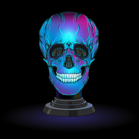 Human skulls for witchcraft. Elements for design. Colored vector illustration..のイラスト素材