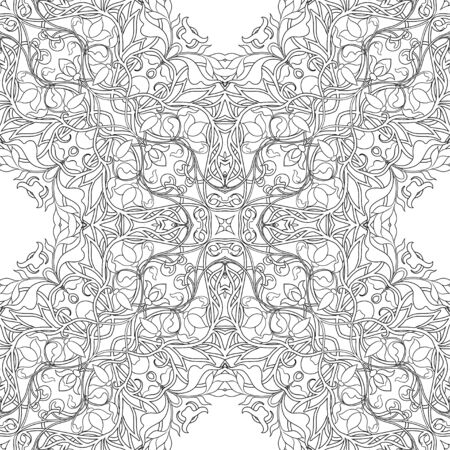 Arabic floral seamless pattern. Traditional arabic islamic background. Mosque decoration element. Outline vector illustration.のイラスト素材