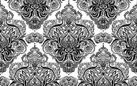Tradition floral seamless pattern, damask vintage ornament. Royal victorian flourish wallpapper, luxury textile. Vector illustration.のイラスト素材