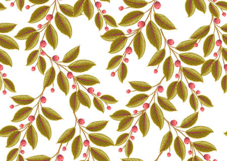 Seamless pattern with stylized ornamental flowers in retro, vintage style. Jacobin embroidery. Colored vector illustration isolated on white background.のイラスト素材