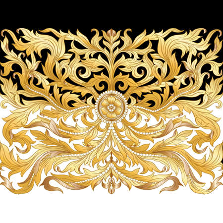 Seamless pattern, background In baroque, rococo, victorian, renaissance style. Trendy frolar vintage pattern. Colored vector illustration..のイラスト素材